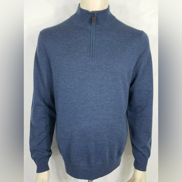 Jos. A. Bank Traveler blue 100% Merino Wool 1/4 zip pullover sweater mens XXXL - Picture 2 of 5